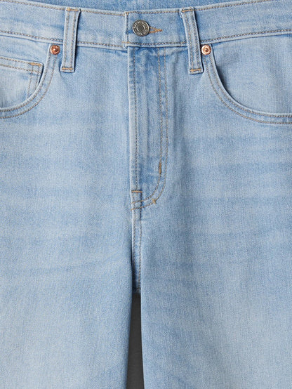 Açık Mavi High Rise Wide-leg Crop Jean Pantolon