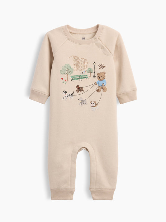 Bej Vintagesoft Işlemeli Brannan Bear Raglan Tulum