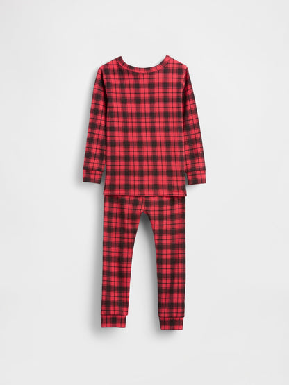 Kırmızı Organik Brushed Pamuklu Holiday Pijama Takımı