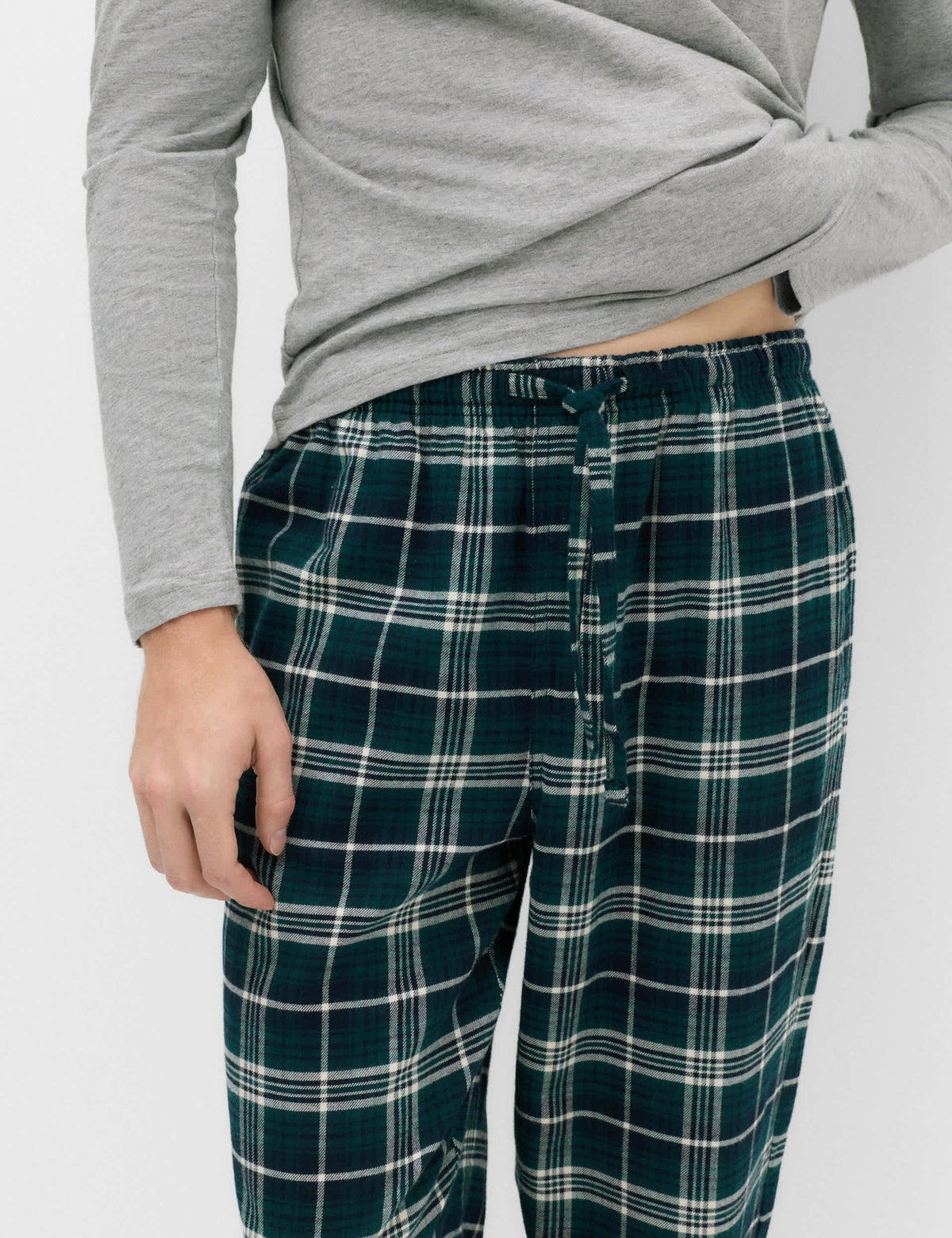 Saf Pamuklu Kare Desenli Pijama Takımı