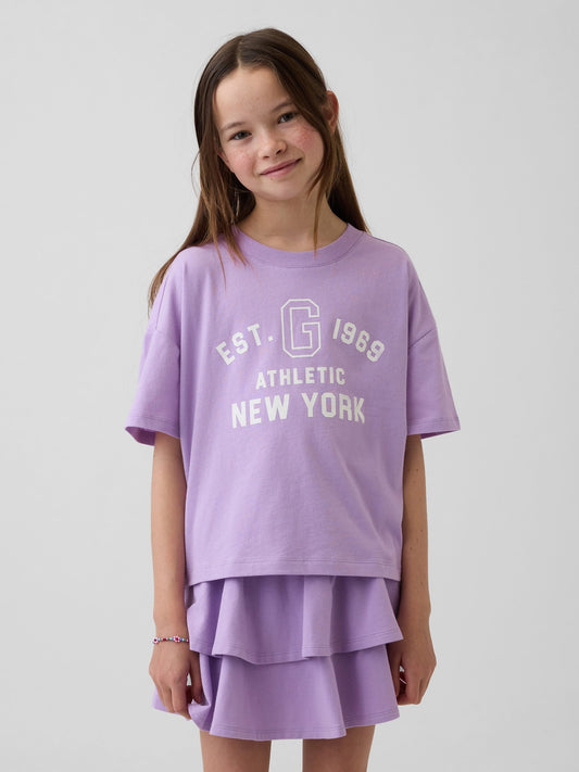 Lila Oversized Crop Logo T-shirt