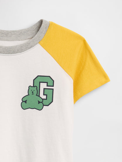 Beyaz Colorblock Brannan Bear Grafik Baskılı T-shirt