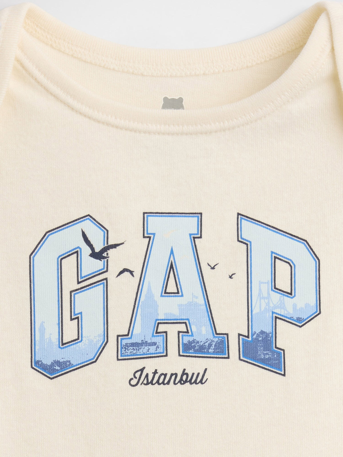Kırık Beyaz Organik Pamuk Logo Bodysuit