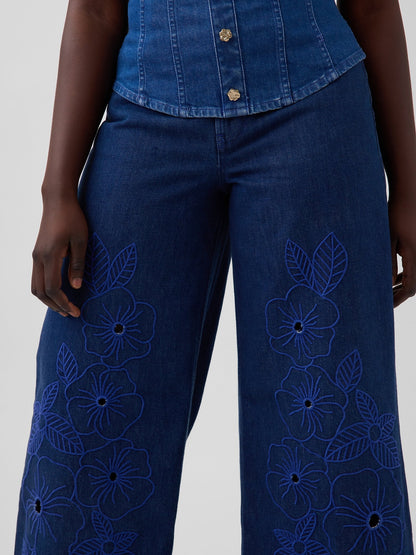 Koyu Mavi Gap × Hfr Low Slung Çiçekli Extra Baggy Jean Pantolon By Atelier Ndigo