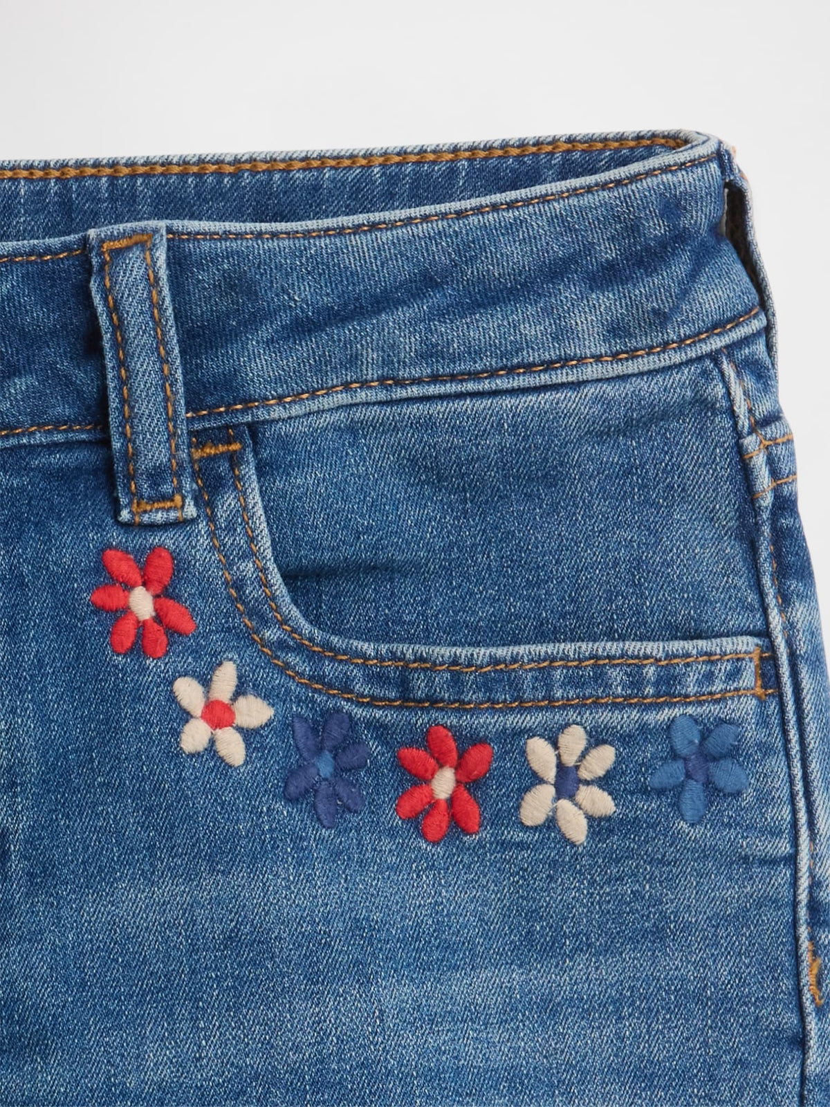 Mavi High Rise Işlemeli Denim Şort