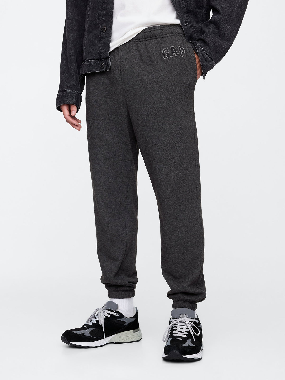Koyu Gri Gap Logo Fransız Havlu Kumaş Jogger Eşofman Altı