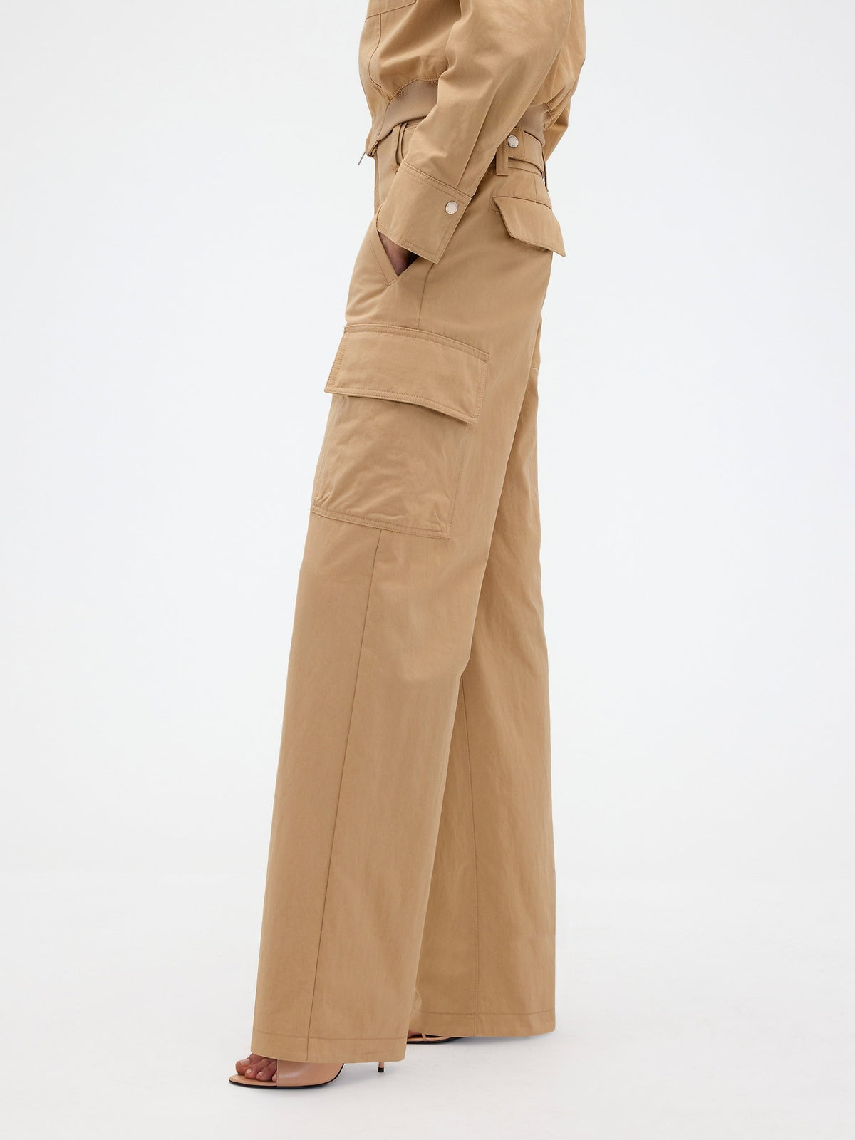 Bej Gap × Victoria Beckham High Rise Kargo Pantolon