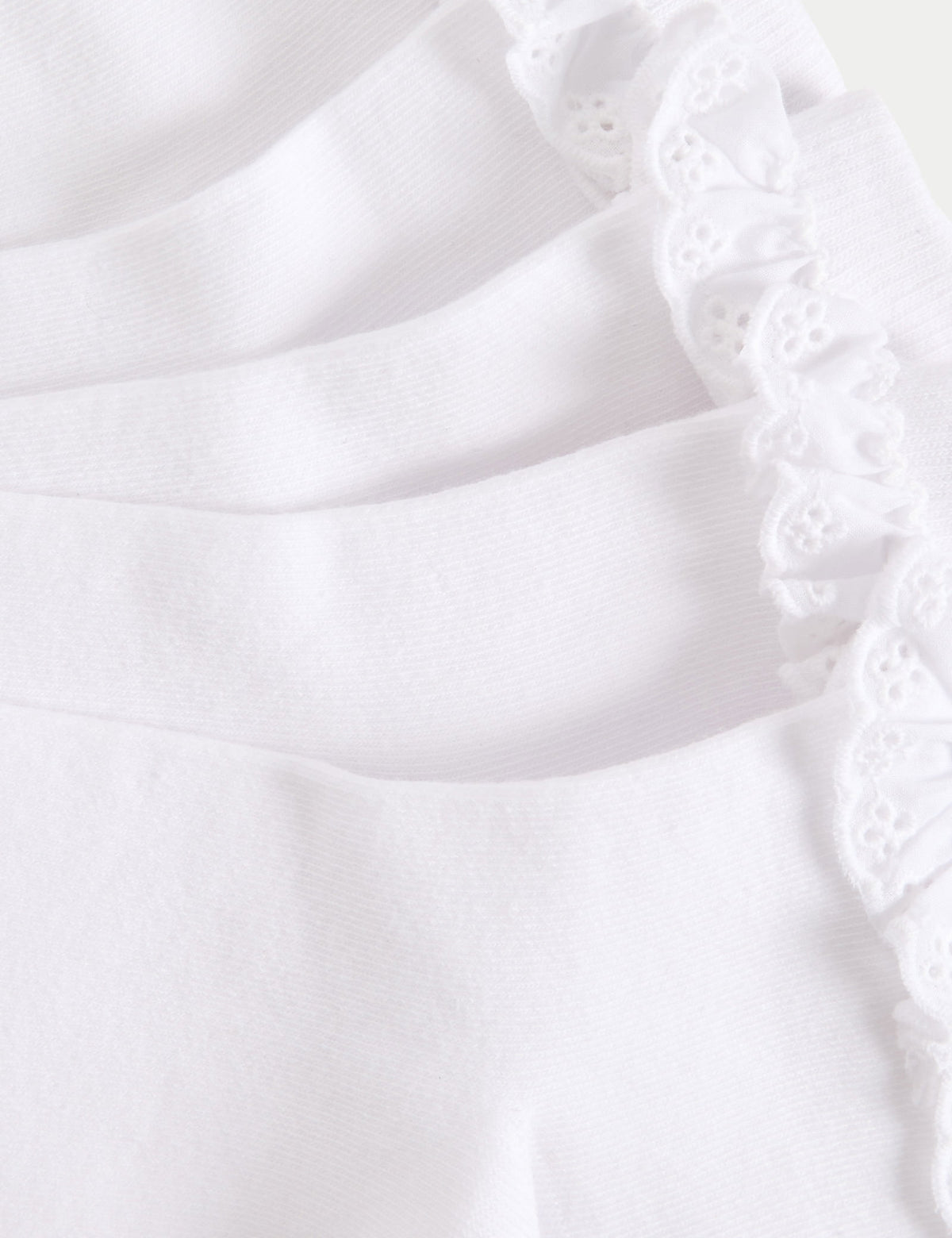 5'li Saf Pamuk Karışımlı Broderie Frill Okul Çorabı