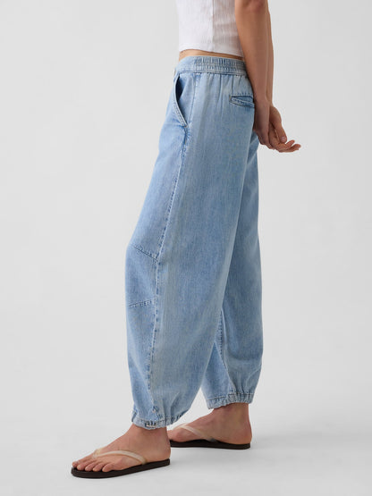 Açık Mavi Mid Rise Ultrasoft Horseshoe Jean Pantolon