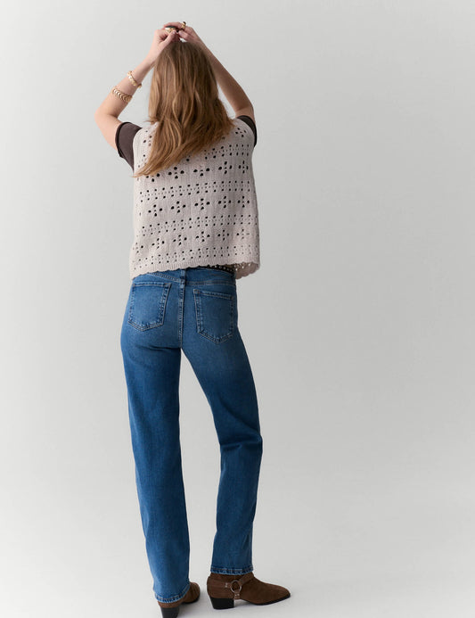 Mid Rise Düz Kesim Grazer Jean Pantolon