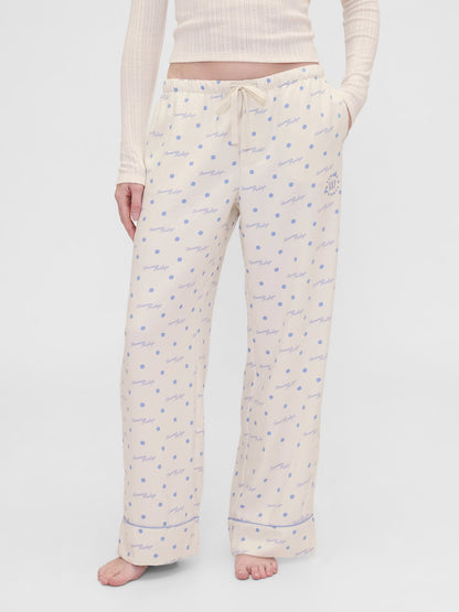 Kırık Beyaz Gap × Summer Fridays Relaxed Flannel Dotted Pijama Altı