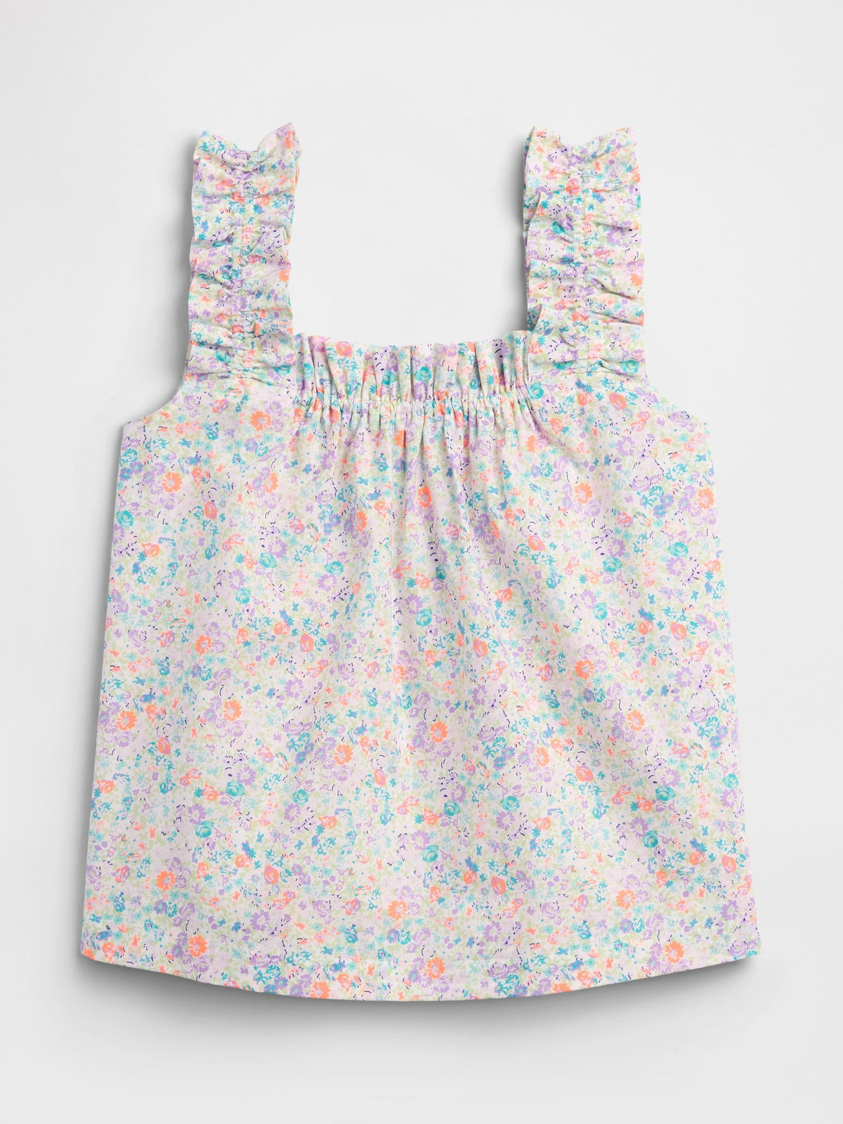 Çok Renkli Fırfırlı Poplin Pijama Üst