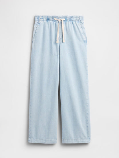 Açık Mavi High Rise Pull-on Wide-leg Jean Pantolon