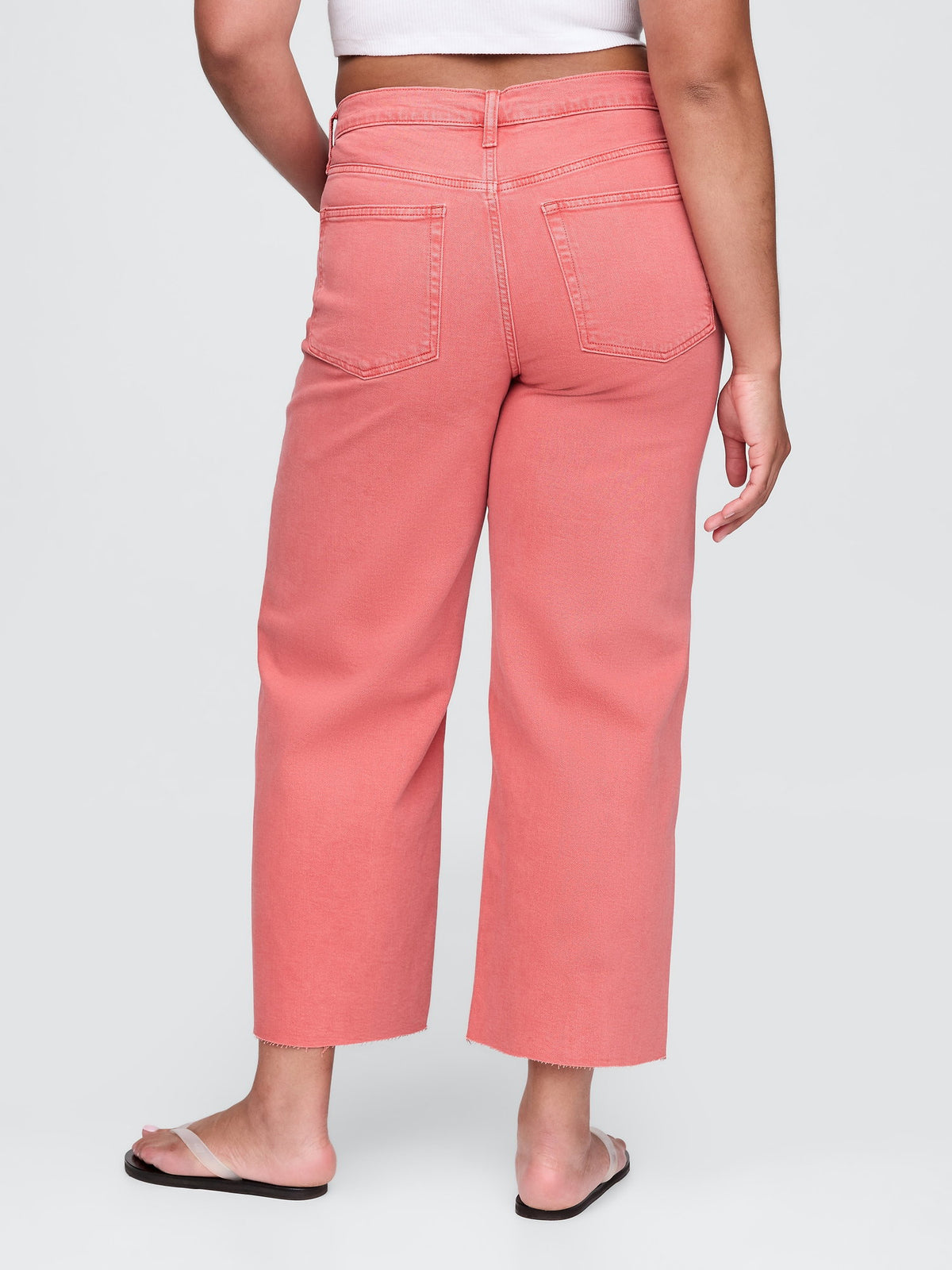Pembe High Rise Stride Wide-leg Ankle Jean Pantolon