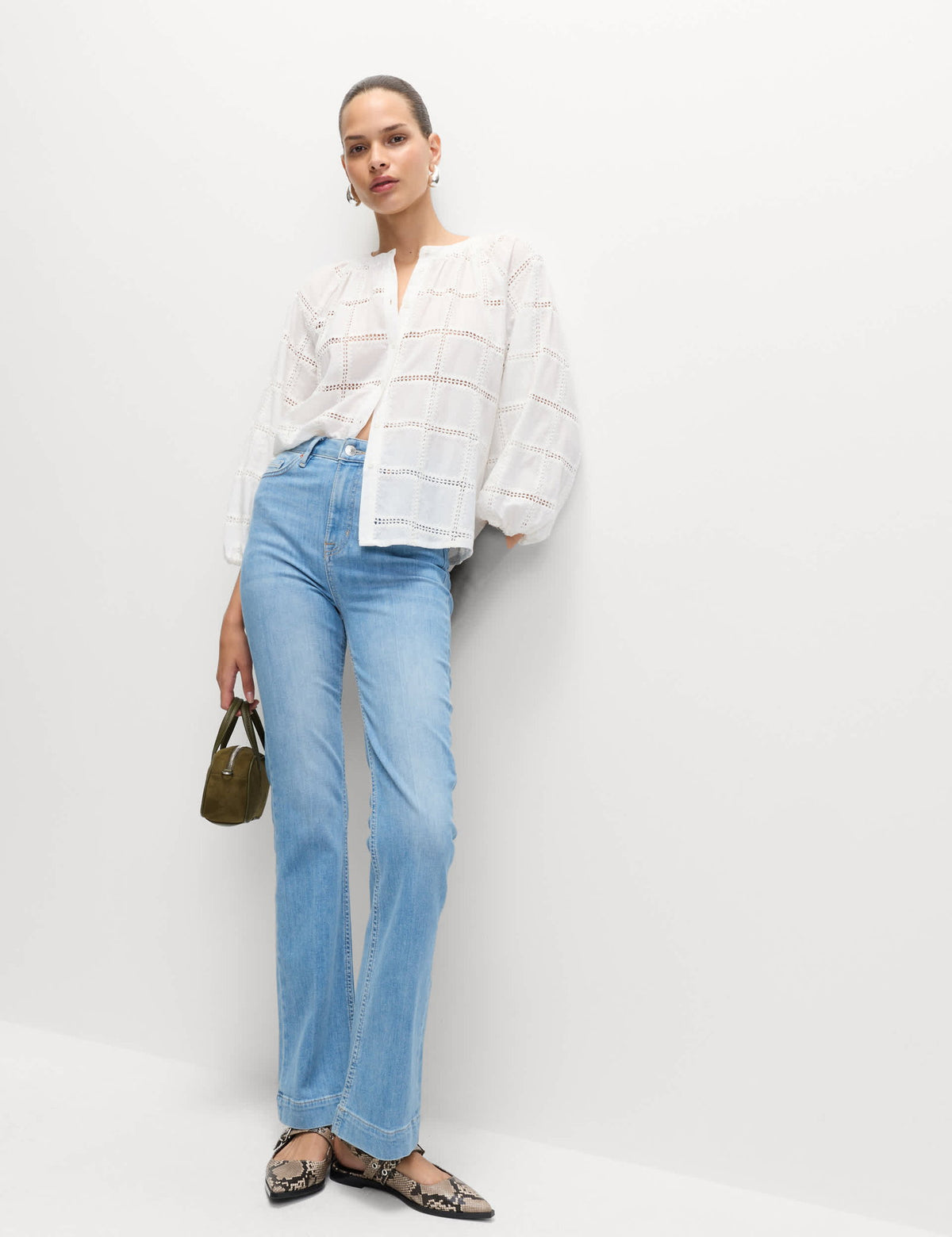 Yüksek Bel Slim Flare Jean Pantolon