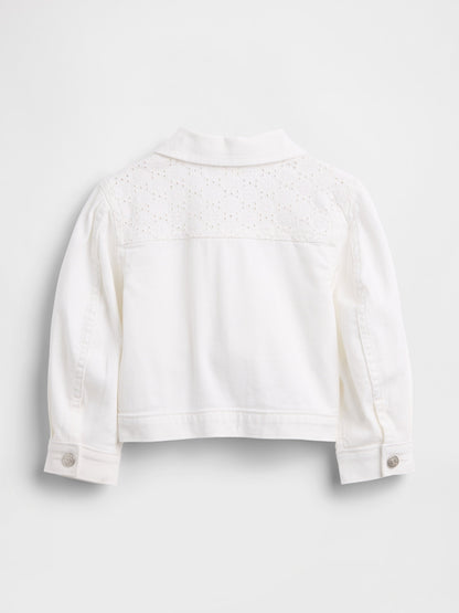 Beyaz Eyelet Denim Ceket
