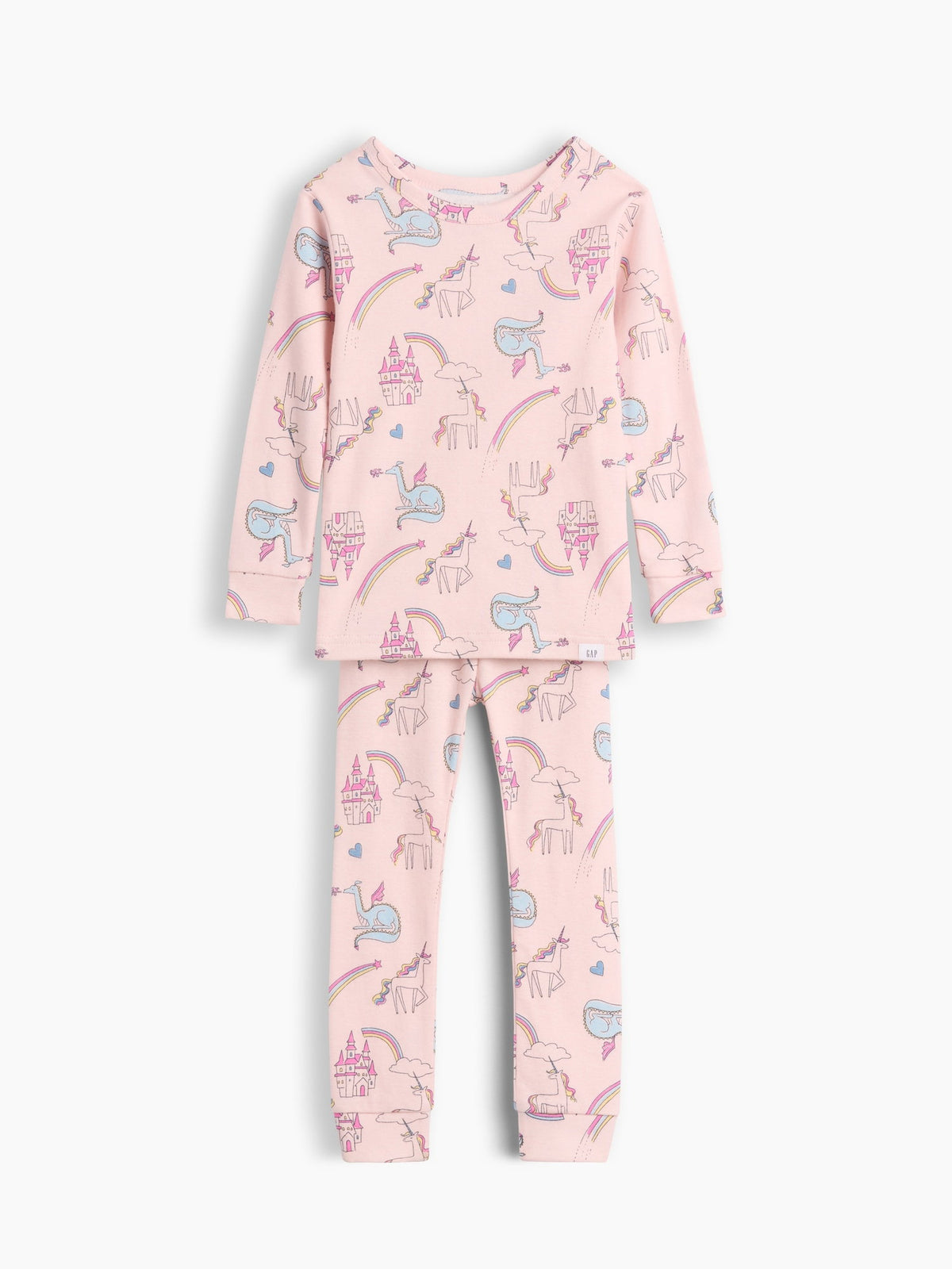 Pembe Organik Brushed Pamuk Unicorn Grafik Baskılı Pijama Takımı