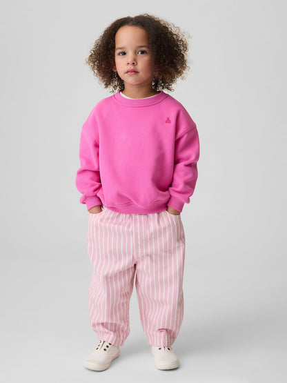 Pembe Pull-on Çizgili Barrel Jean Pantolon