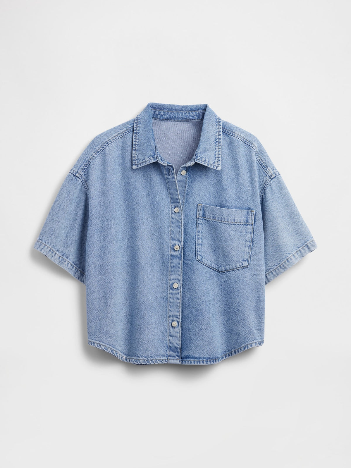 Açık Mavi Ultrasoft Denim Oversized Kamp Gömlek