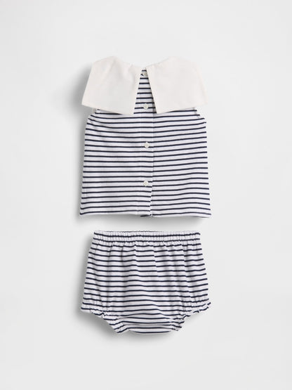 Lacivert Baby Organik Pamuk Denizci Outfit Set