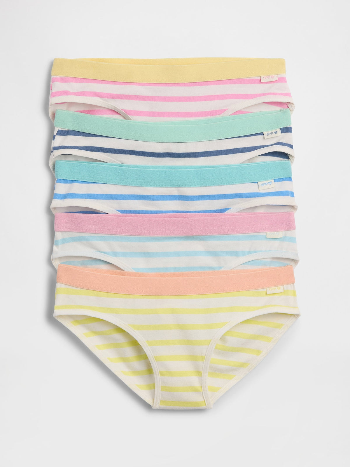 Çok Renkli Organik Stretch Pamuk Çizgili Bikini Külot (5'li)