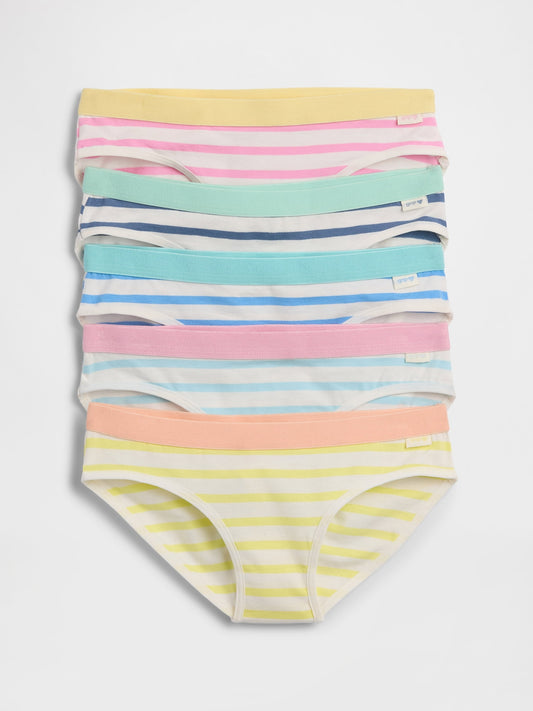 Çok Renkli Organik Stretch Pamuk Çizgili Bikini Külot (5'li)