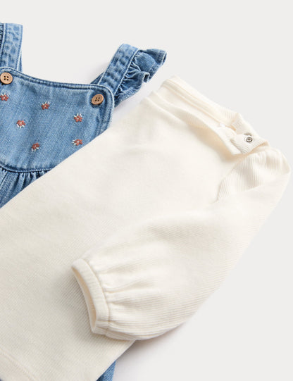 2'li Denim Salopet Takımı