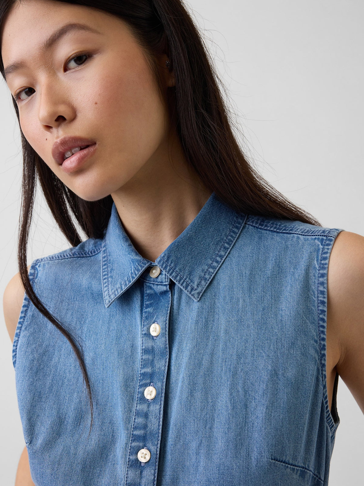 Mavi Ultrasoft Denim Maxi Gömlek Elbise