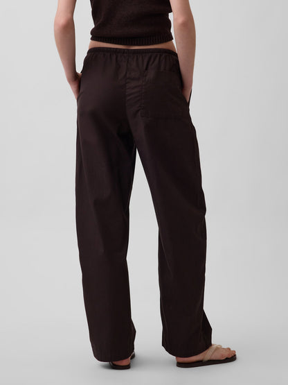 Kahverengi Poplin Easy Barrel Pantolon