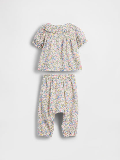 Çok Renkli Ruffle Puff-sleeve Outfit Set