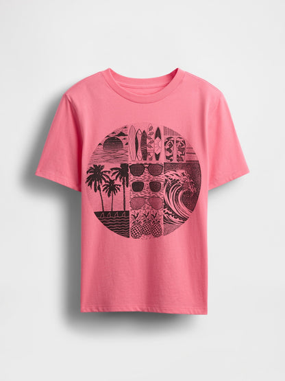 Pembe Grafik T-shirt