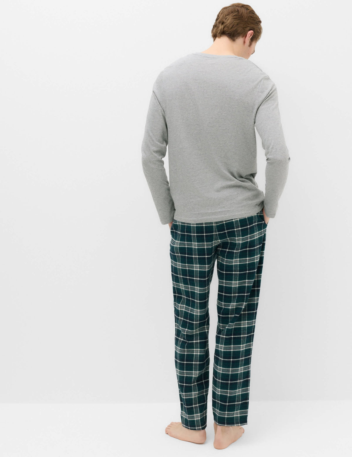 Saf Pamuklu Kare Desenli Pijama Takımı