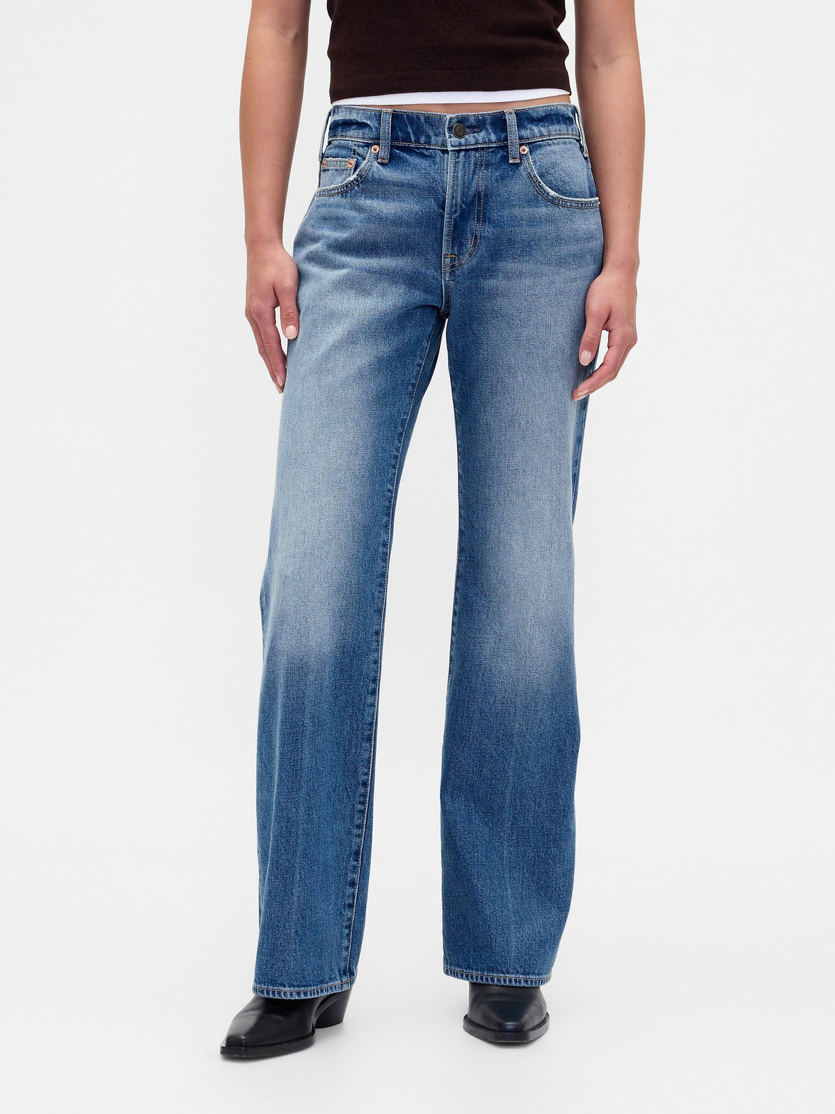 Açık Mavi Mid Rise Rigid Relaxed Flare Jean Pantolon