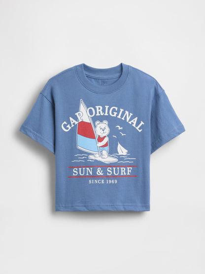 Mavi Oversized Grafik Baskılı T-shirt