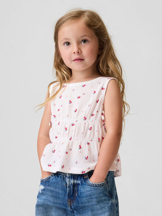 Beyaz Crinkle Örgü Fiyonk T-shirt