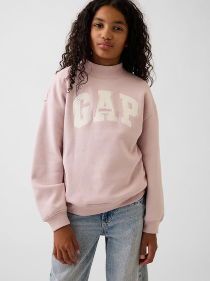 Açık Pembe Vintagesoft Oversized Mockneck Logo Sweatshirt