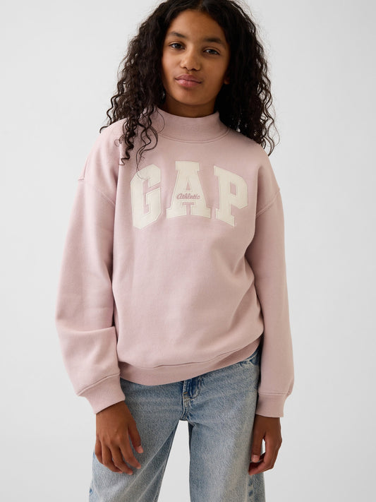 Açık Pembe Vintagesoft Oversized Mockneck Logo Sweatshirt