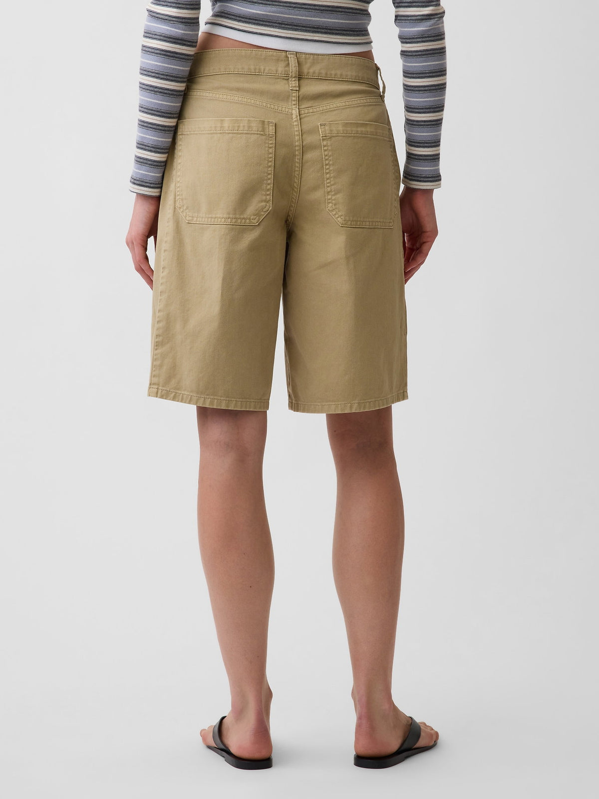 Siyah Mid Rise Twill Side-pleat Şort