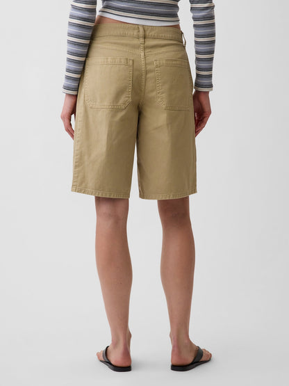 Siyah Mid Rise Twill Side-pleat Şort