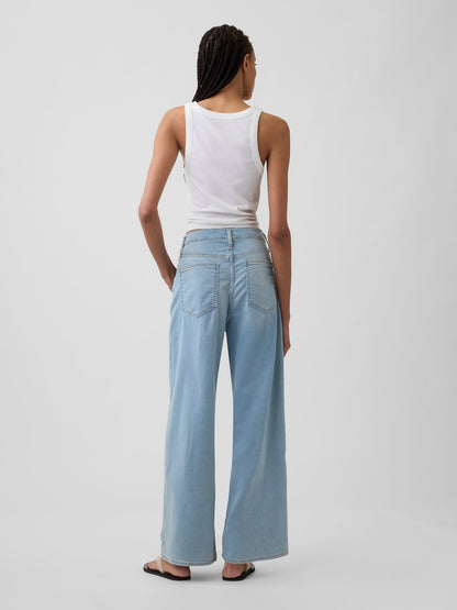 Açık Mavi High Rise Wide-leg Jean Pantolon