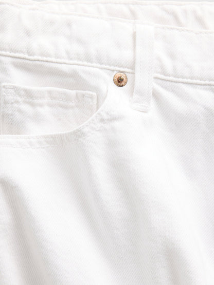 Beyaz Low Rise Stride Denim Şort