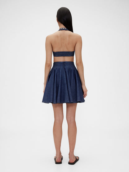 Lacivert Gapstudio Pileli Denim Mini Etek