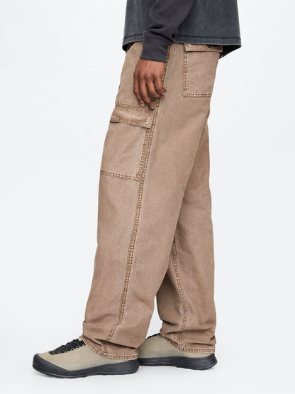 Bej Baggy Utility Jean Pantolon