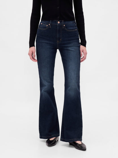 Koyu Mavi High Rise '70s Flare Jean Pantolon