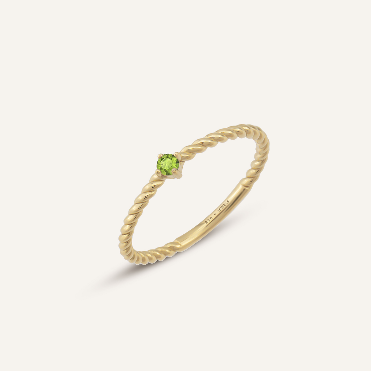 Ağustos Ayı Peridot Renk Doğum Taşı Altın Yüzük
