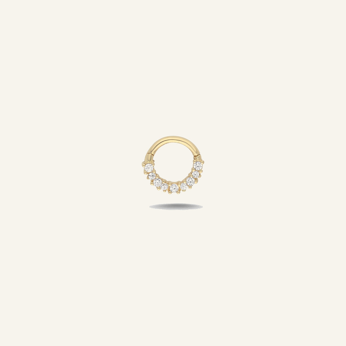 Alterna Sıralı Taşlı Altın Halka Helix Piercing 6 Mm