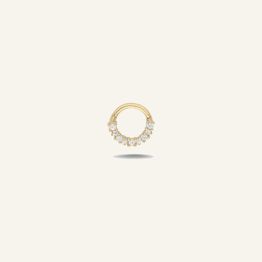 Alterna Sıralı Taşlı Altın Halka Helix Piercing 6 Mm