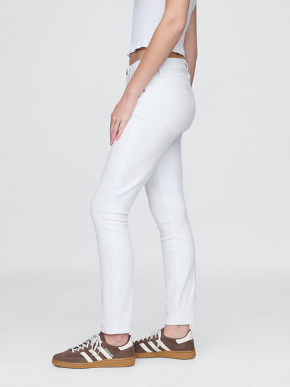 Beyaz Mid Rise True Skinny Jean Pantolon