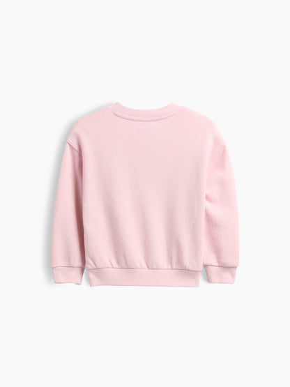 Pembe Fransız Havlu Kumaş Logo Sweatshirt