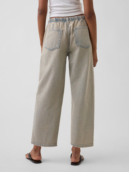 Açık Mavi Low Rise '90s Loose Easy Crop Jean Pantolon
